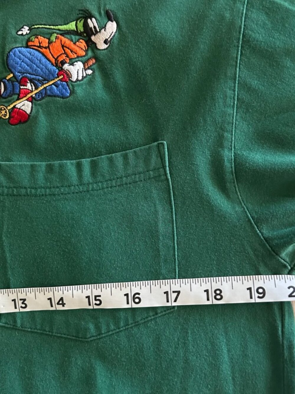 Vintage 90s Disney Goofy Embroidered Green Long Sleeve Shirt Size: L - Picture 4 of 5